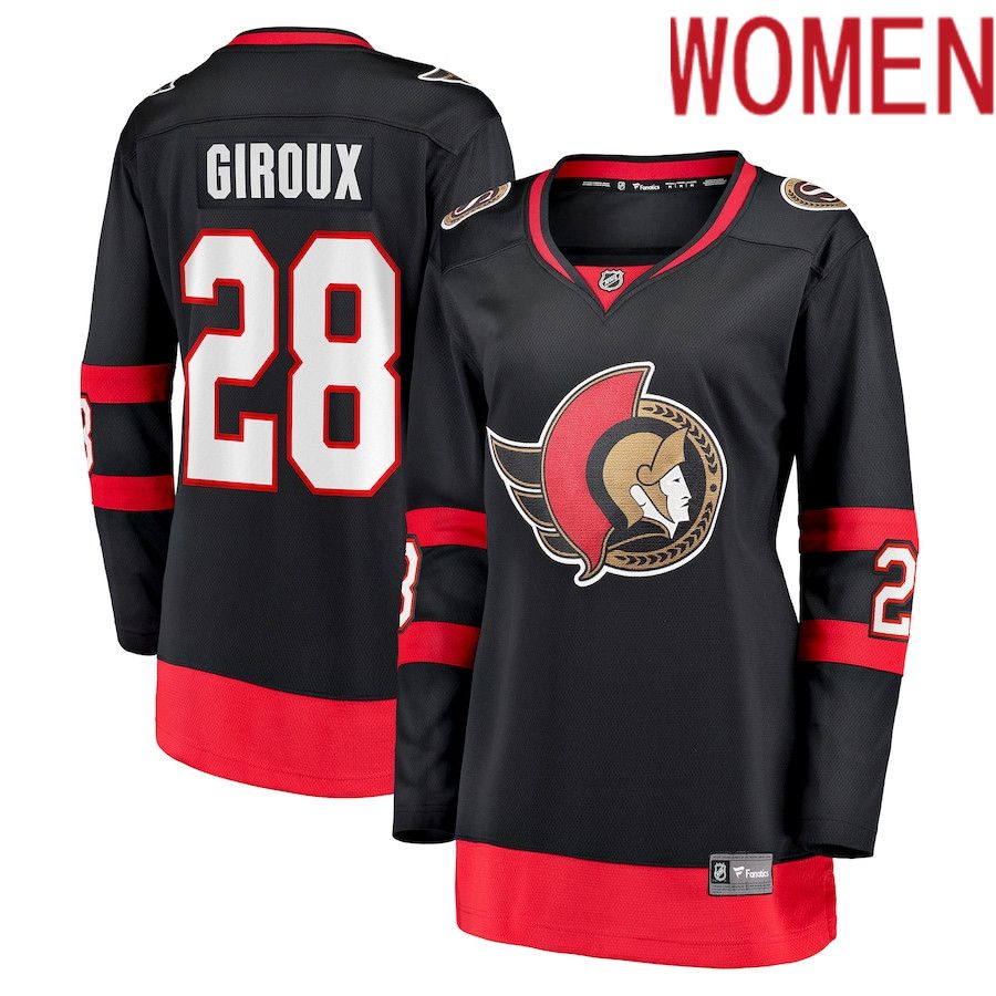 Women Ottawa Senators #28 Claude Giroux Fanatics Branded Black Home Breakaway Player NHL Jersey